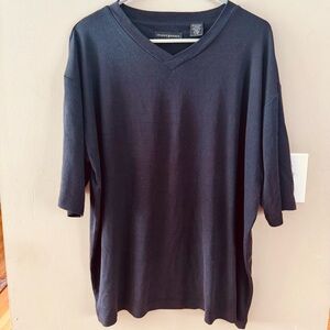 Jhane Barnes Ribbed Silk V-Neck Tee